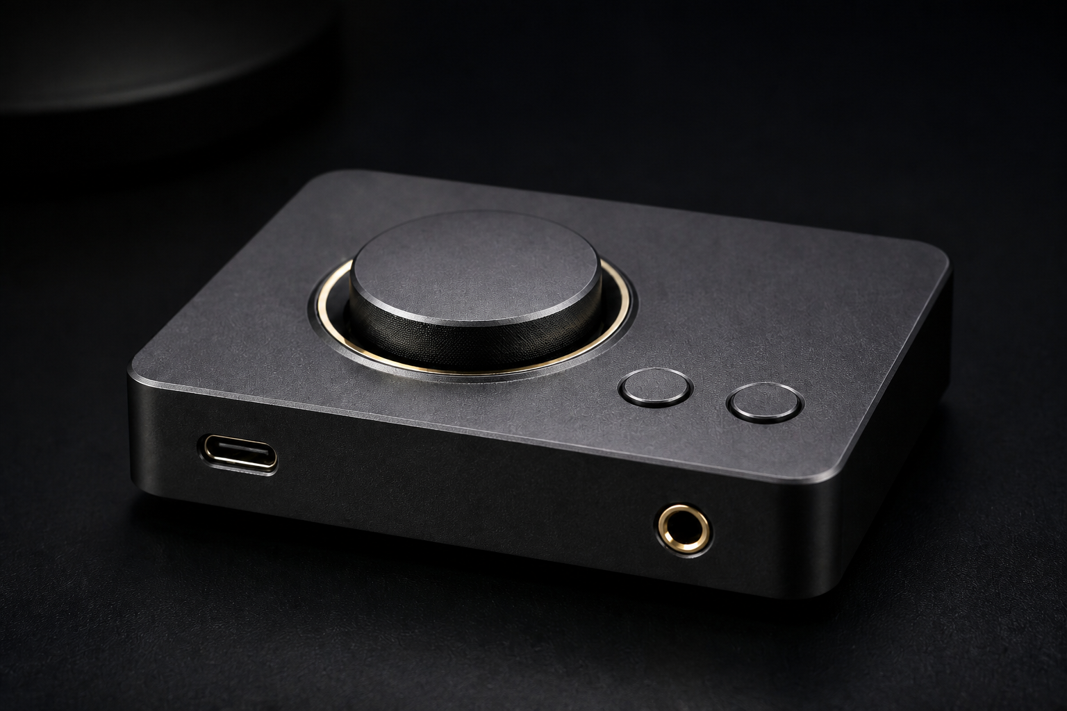 Vantage desk DAC with volume knob and headphone output (product mock)